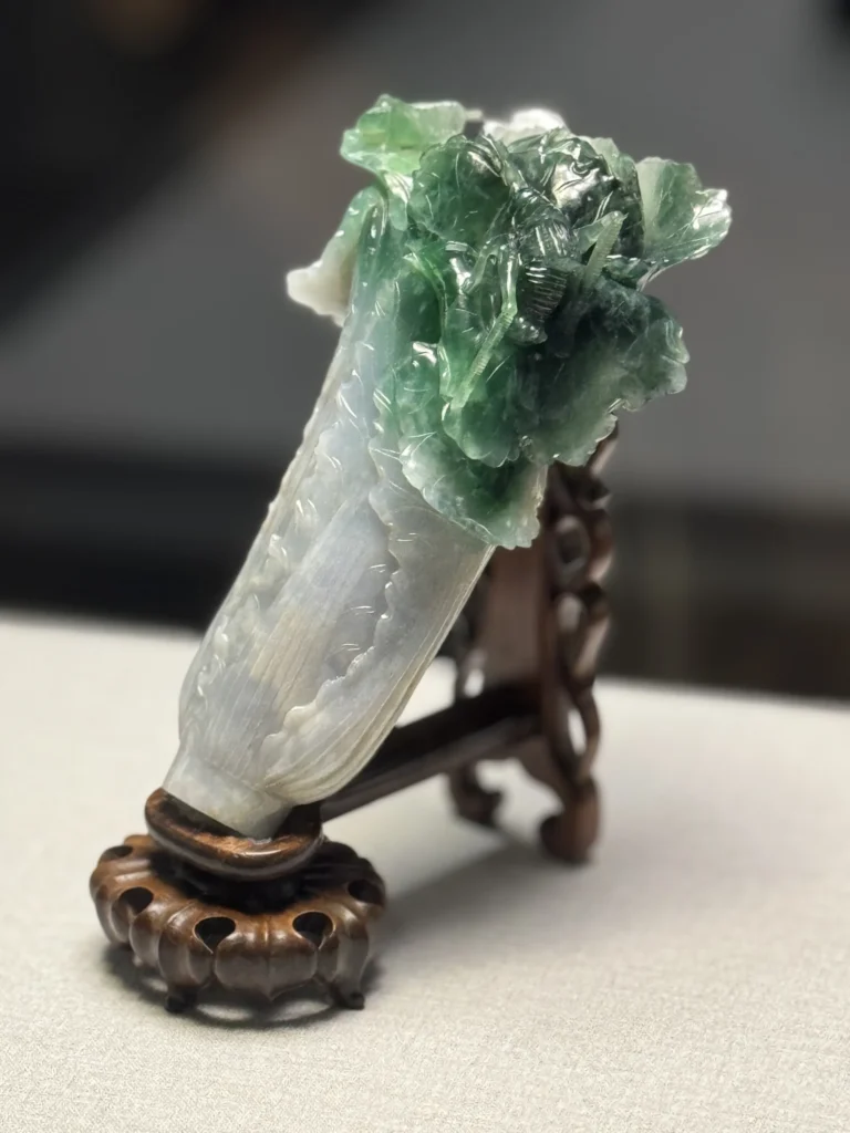 故宮親子一日遊,翠玉白菜放在展櫃裡
