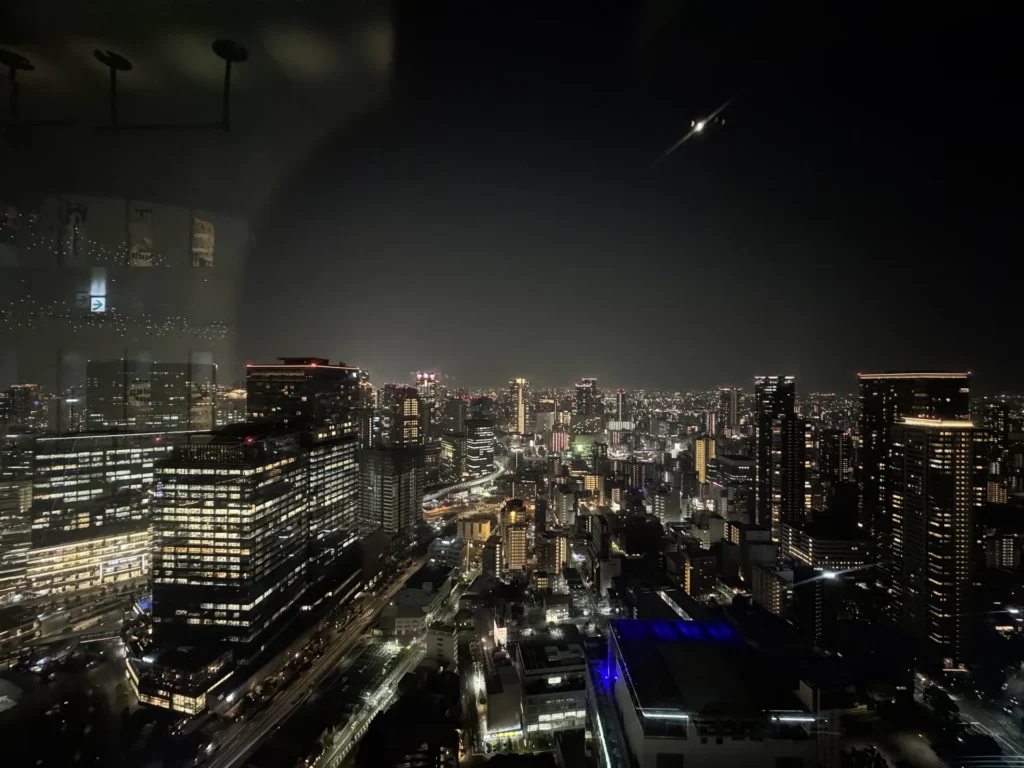 從梅田藍天大廈往外看的大阪夜景
