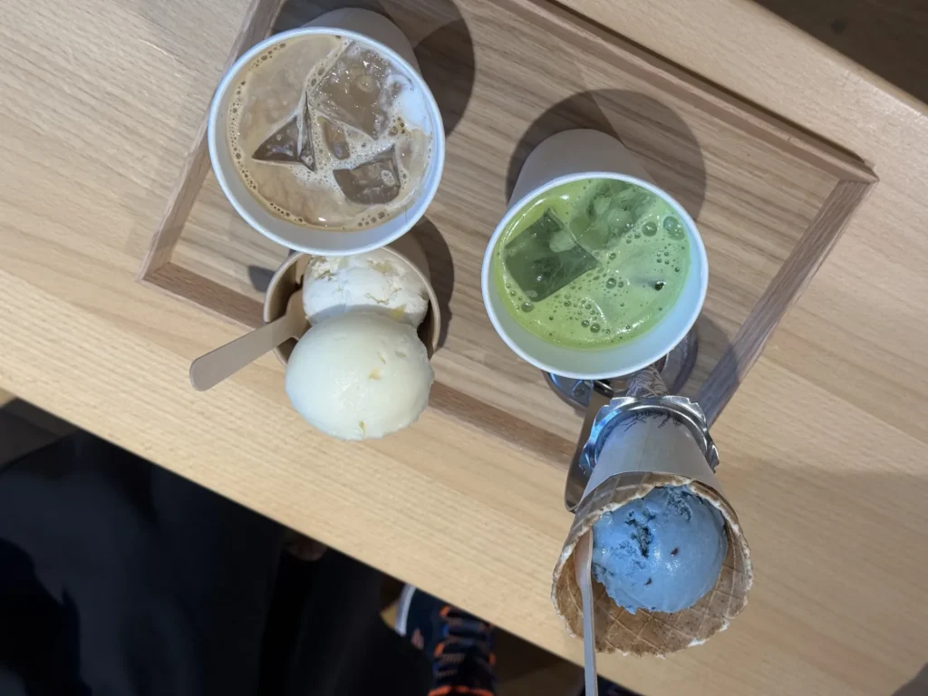 無印良品咖啡的冰淇淋、咖啡和抹茶